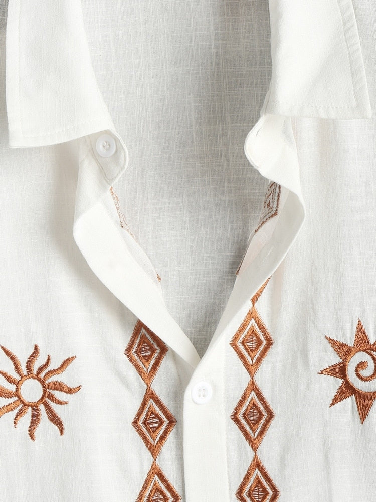 WHITE PATTERNED SHIRT AND SHORTS SET FOR VERSATILE SUMMER WARDROBE