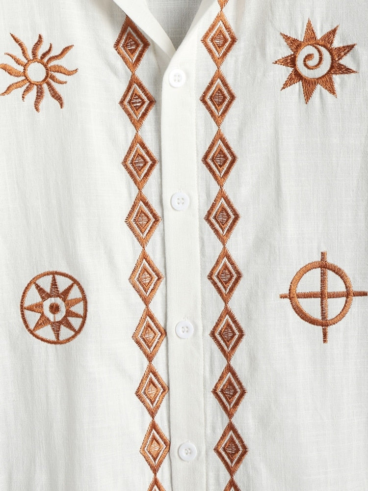 WHITE PATTERNED SHIRT AND SHORTS SET FOR VERSATILE SUMMER WARDROBE