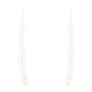 White Pearl Linear Sterling Silver Drop Earrings
