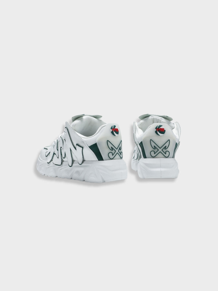 WHITE PLATFORM SNEAKERS WITH WAVY TRIM