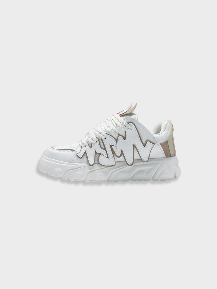 WHITE PLATFORM SNEAKERS WITH WAVY TRIM