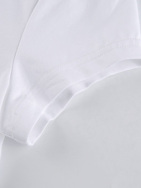 WHITE RACE CAR GRAPHIC SLIM FIT CROP T-SHIRT