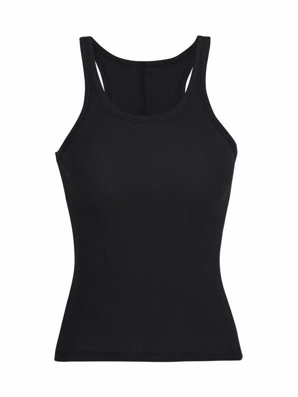 WHITE RIBBED TANK TOP WITH VINTAGE-INSPIRED SLIM FIT