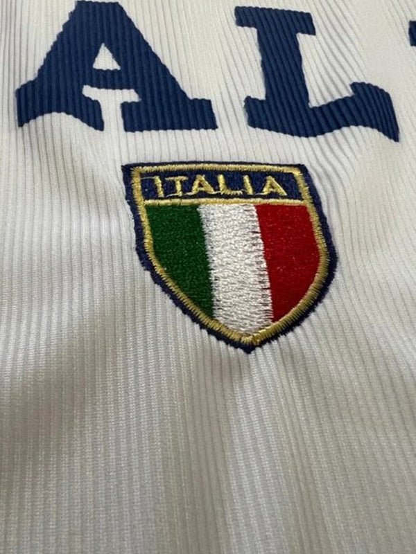 WHITE RIBBED U-NECK TANK TOP WITH ITALIA LETTER PRINT DESIGN