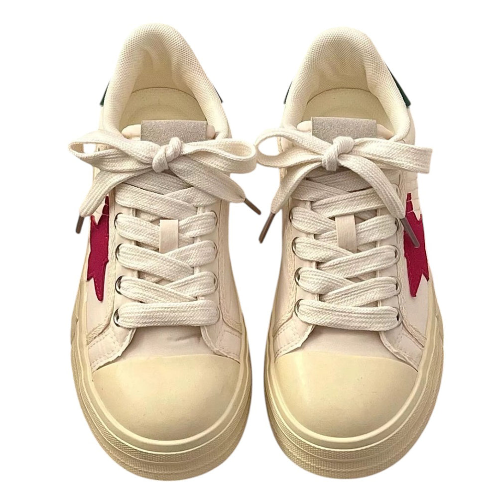 WHITE SNEAKERS WITH RED STAR PAIR FOR MEN AND WOMEN