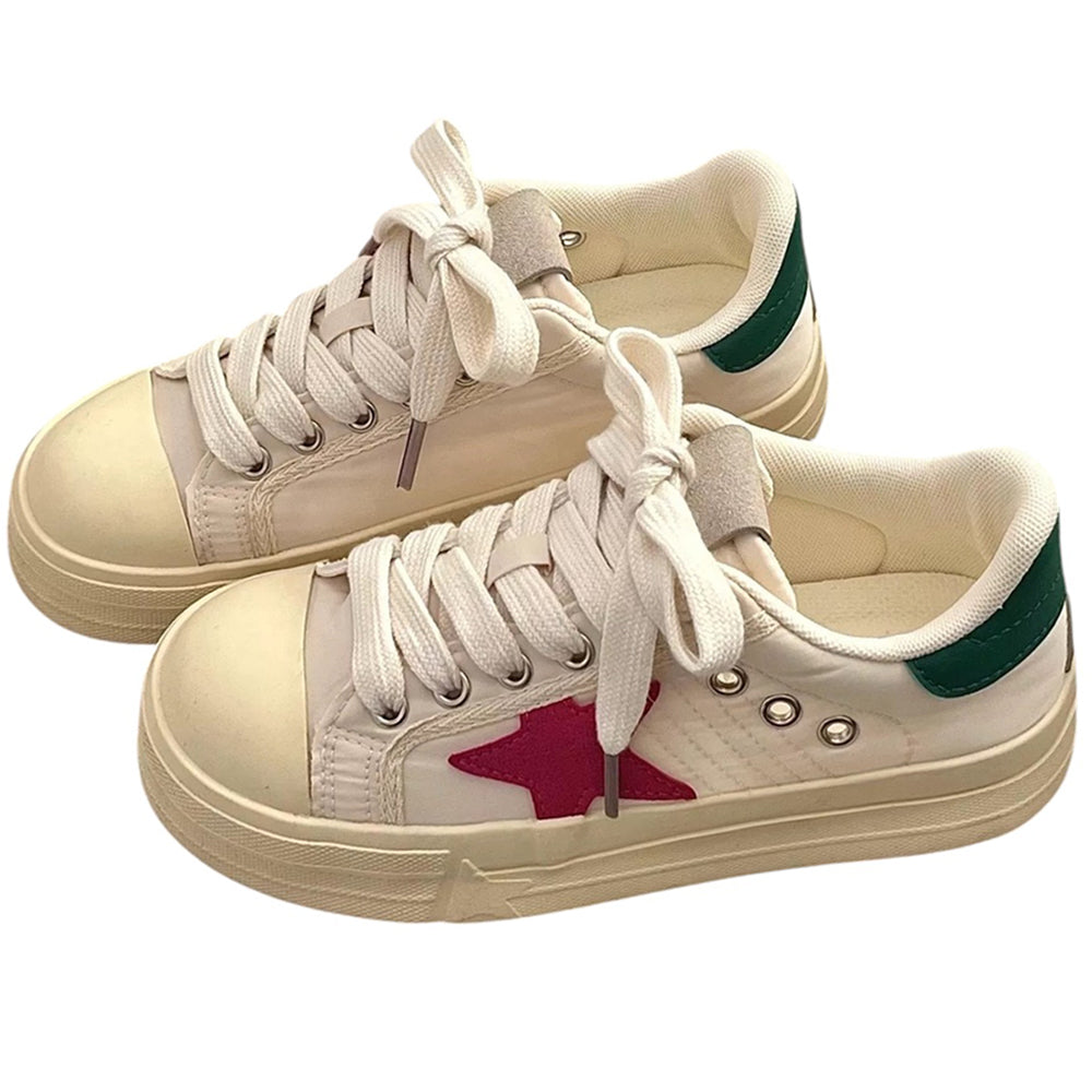 WHITE SNEAKERS WITH RED STAR PAIR FOR MEN AND WOMEN