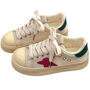 WHITE SNEAKERS WITH RED STAR PAIR FOR MEN AND WOMEN