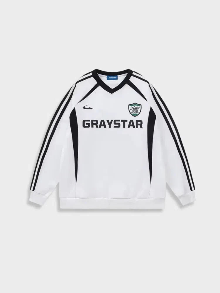 WHITE SWEATSHIRT WITH BLACK ACCENTS - VINTAGE INSPIRED STREETWEAR