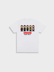 WHITE T-SHIRT WITH CARTOON FIGURES - DRAKE TEE FOR EFFORTLESS STYLE