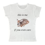 WHITE T-SHIRT WITH FAWN GRAPHIC FOR CASUAL WEAR