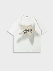 WHITE T-SHIRT WITH STAR GRAPHIC FOR STARRY NIGHT SKY ENTHUSIASTS