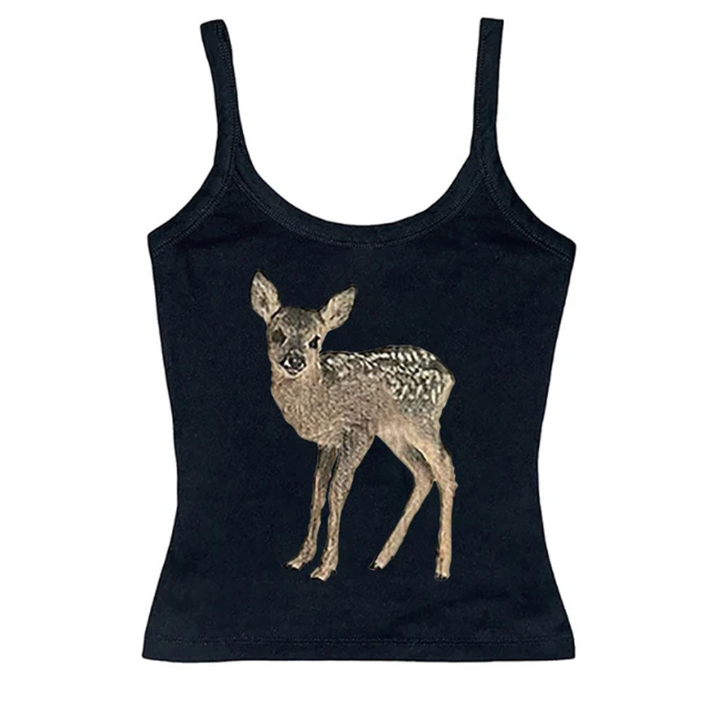WHITE TANK TOP WITH FAWN PRINT FOR WOMEN