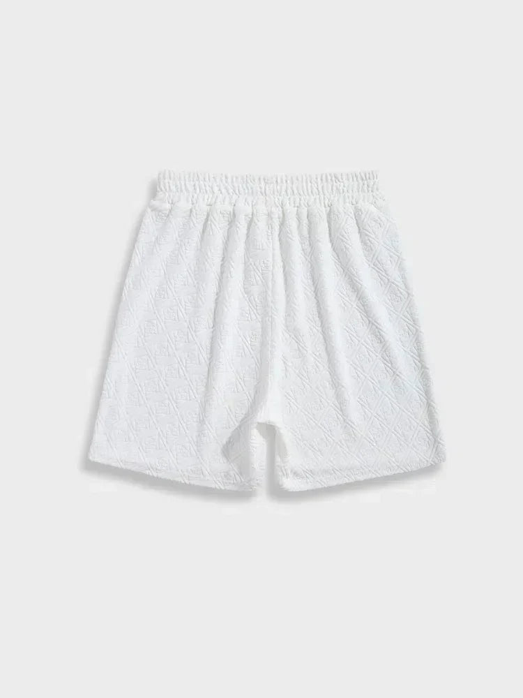 WHITE TERRY CLOTH SHORTS ELEGANT CASUAL SHORTS OFFER