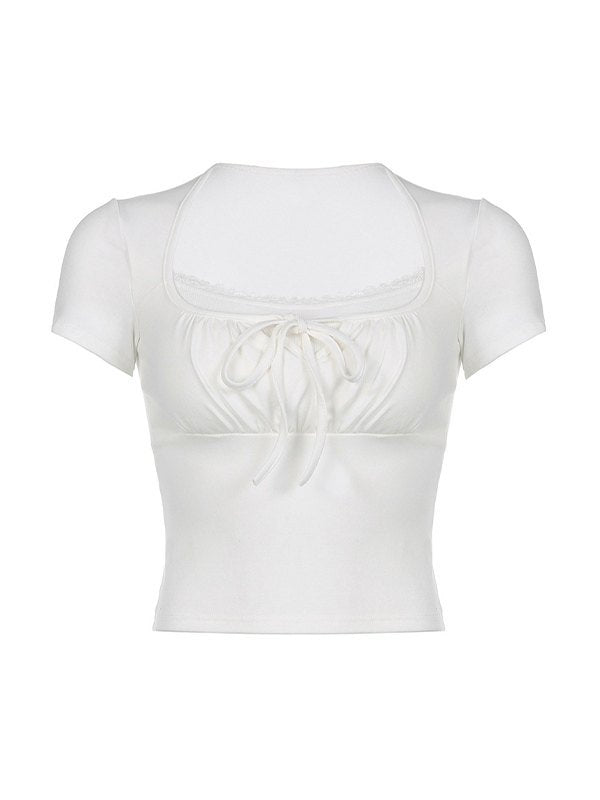 WHITE TIE-FRONT TOP FOR COMFORTABLE EVERYDAY WEAR