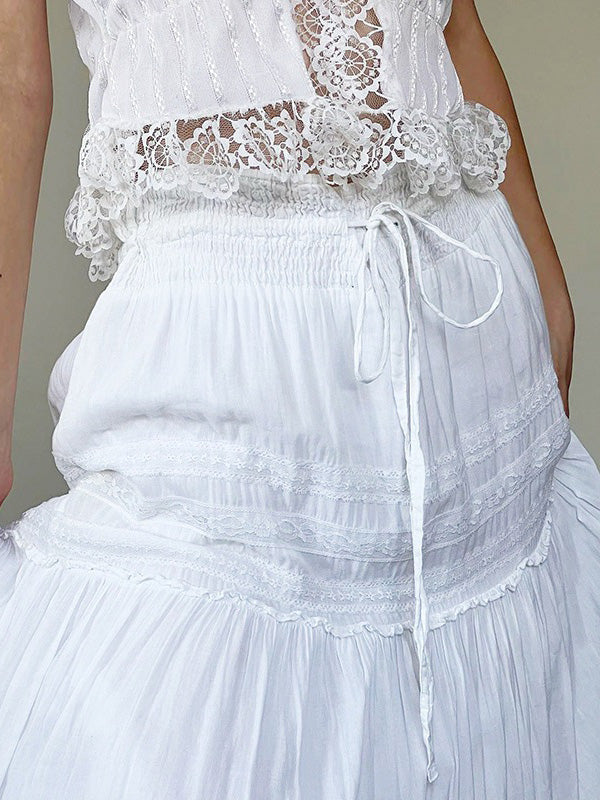 WHITE TIERED MAXI SKIRT ELEGANT MAXI SKIRTS