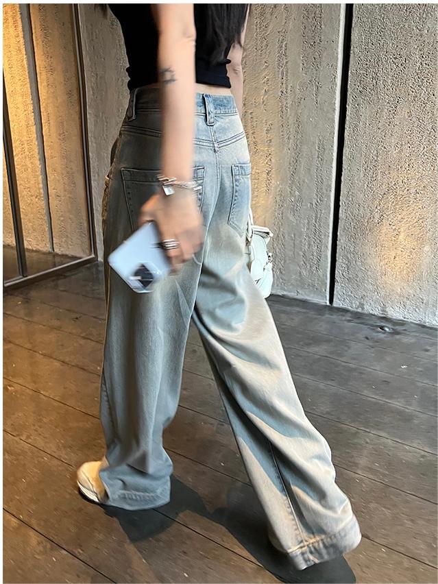 WIDE-LEG ACID-WASH JEANS IN WASHED TENCEL DENIM