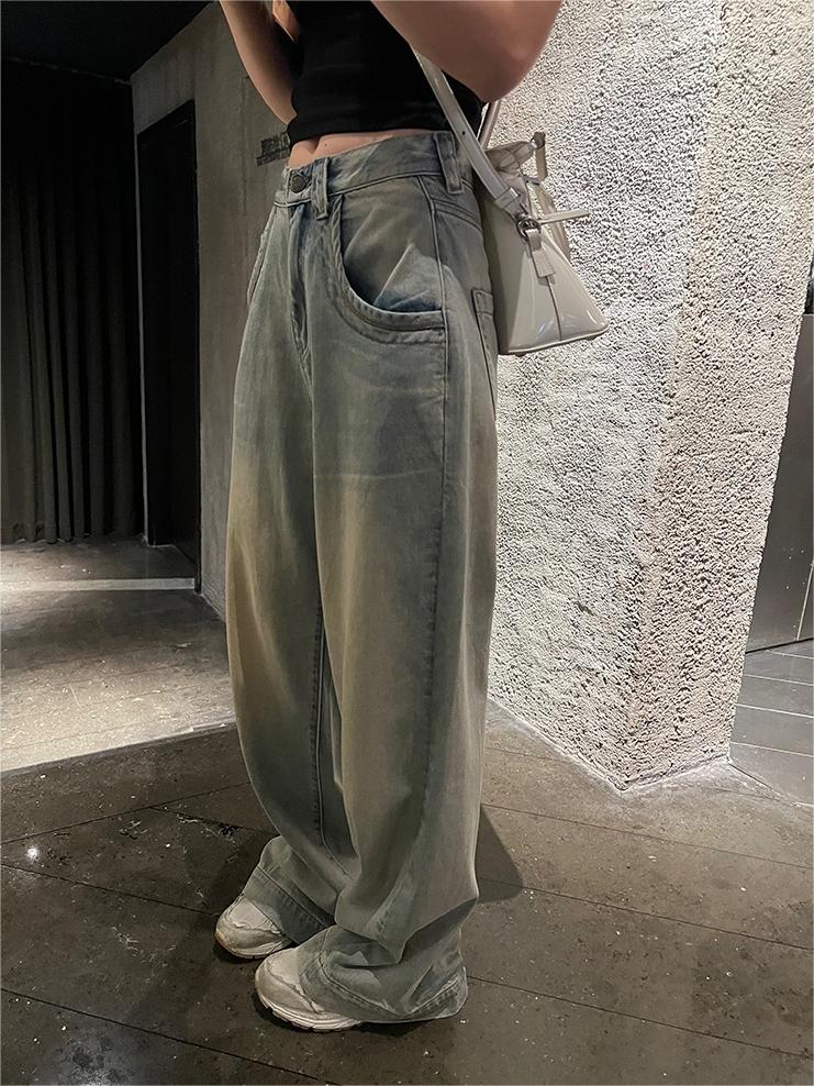WIDE-LEG ACID-WASH JEANS IN WASHED TENCEL DENIM