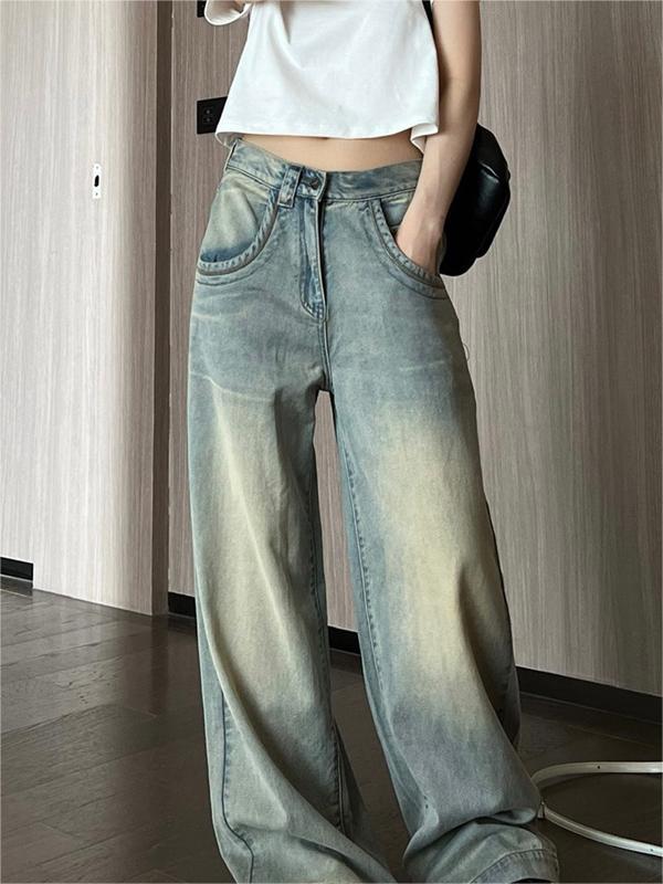 WIDE-LEG ACID-WASH JEANS IN WASHED TENCEL DENIM