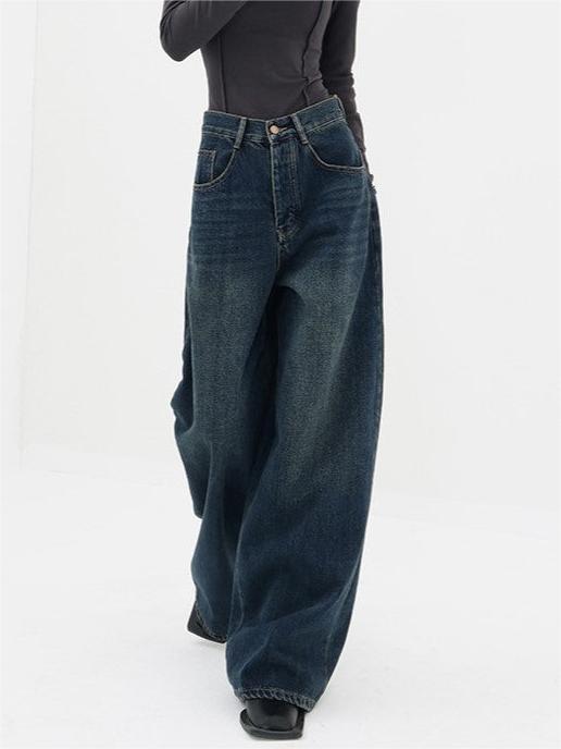WIDE-LEG JEANS DARK VINTAGE BAGGY STYLE