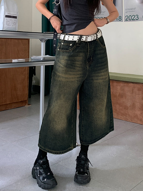 WIDE LEG JEANS WITH STUDDED BELT - WIDE LEG CUT STYLE
