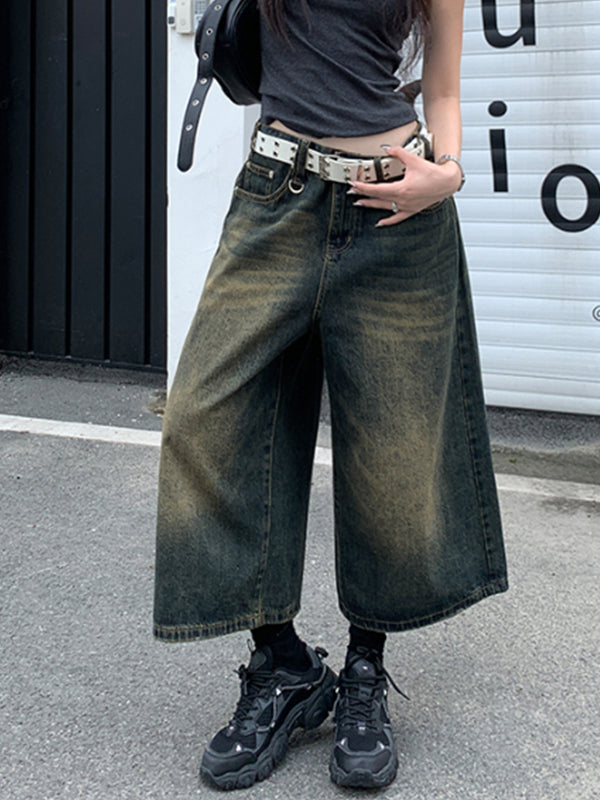 WIDE LEG JEANS WITH STUDDED BELT - WIDE LEG CUT STYLE