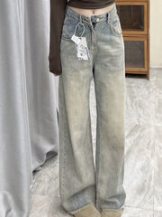 WIDE-LEG LIGHT-WASH DENIM JEANS WITH RELAXED BOYFRIEND FIT