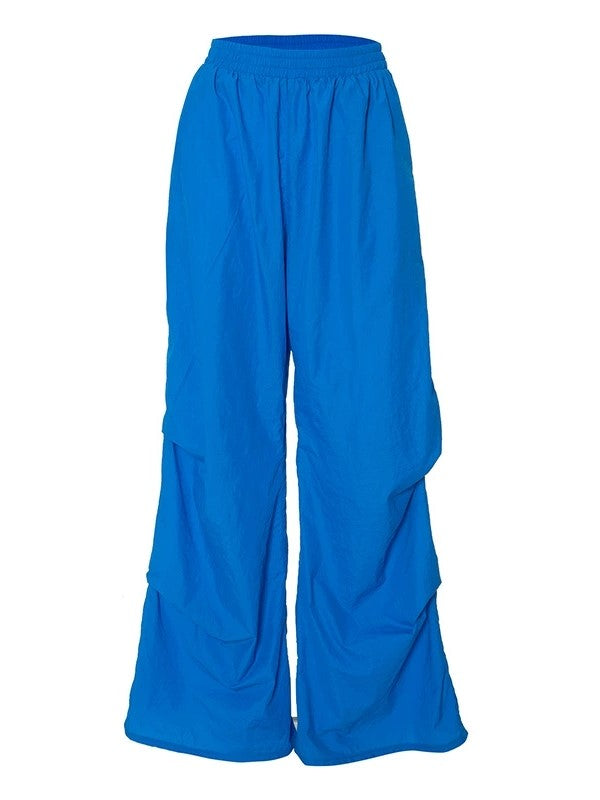 WIDE LEG PANTS IN BLUE - BAGGY WIDE LEG CUT DESIGN