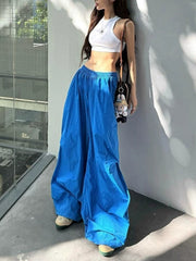 WIDE LEG PANTS IN BLUE - BAGGY WIDE LEG CUT DESIGN