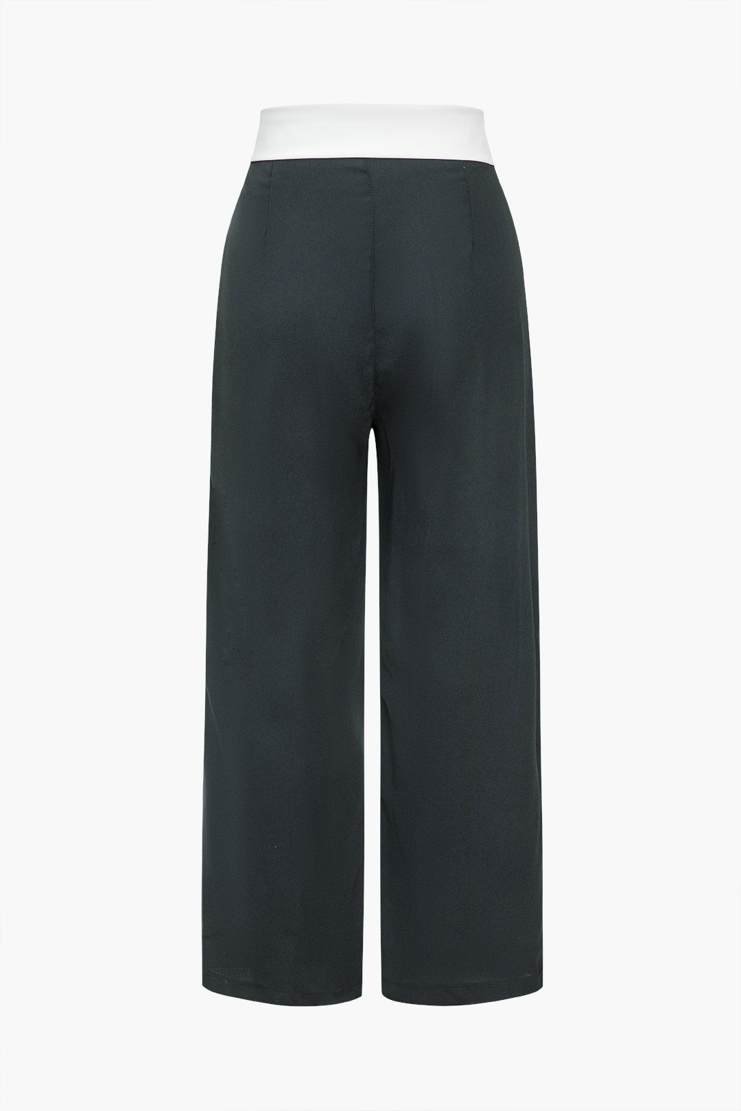 WIDE-LEG PANTS WITH WHITE COLLAR WAISTBAND HIGH WAIST WIDE DESIGN