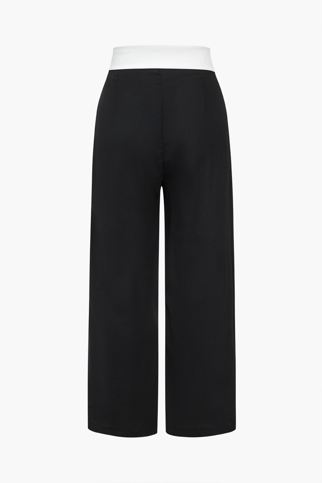 WIDE-LEG PANTS WITH WHITE COLLAR WAISTBAND HIGH WAIST WIDE DESIGN