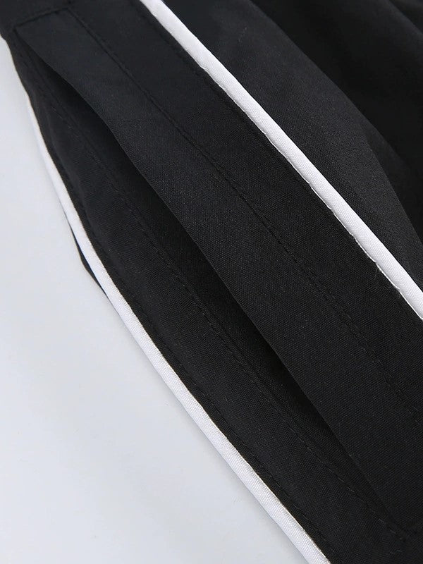 WIDE-LEG PANTS WITH WHITE STRIPES - RETRO SPORT BLACK CONTRAST