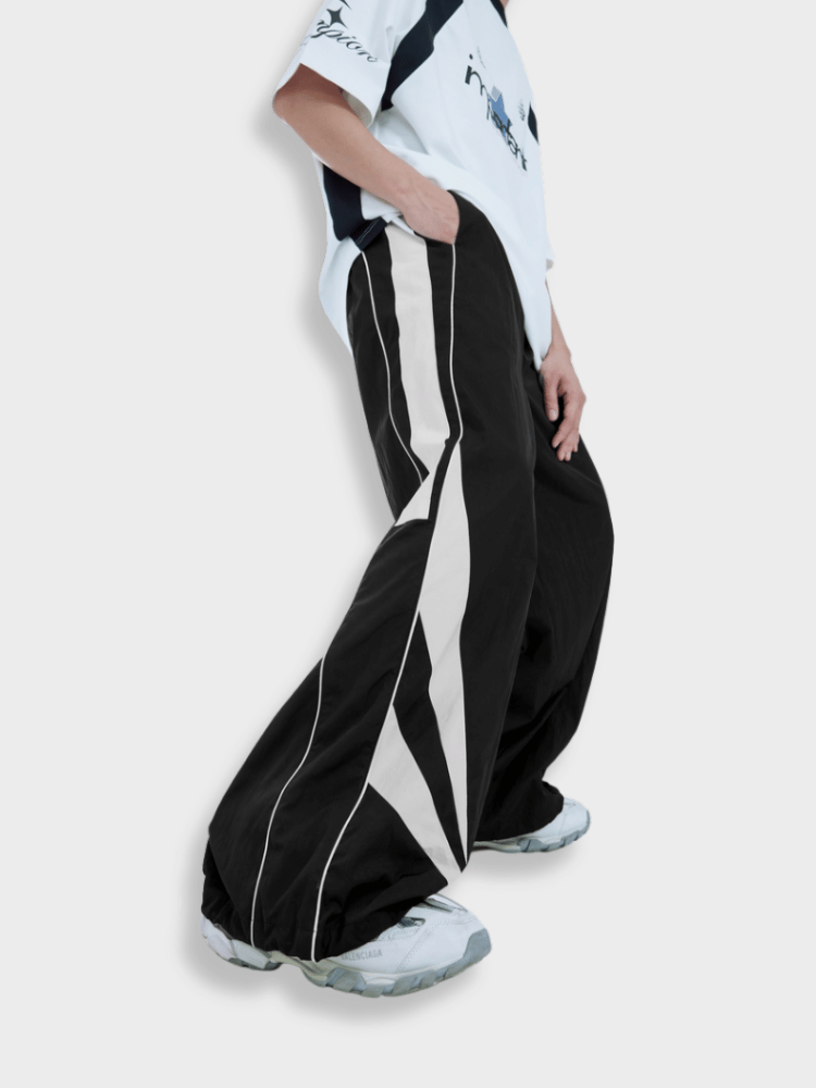 WIDE LEG PANTS WITH WHITE STRIPES - SPLIT WIDE STYLE
