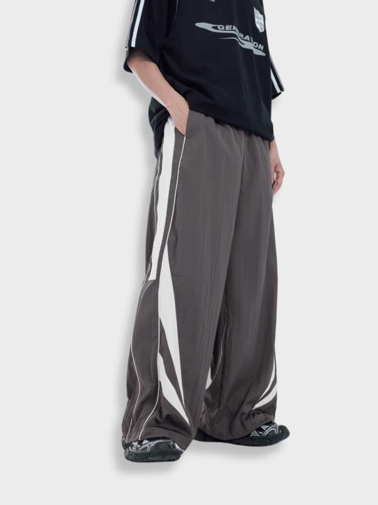 WIDE LEG PANTS WITH WHITE STRIPES - SPLIT WIDE STYLE