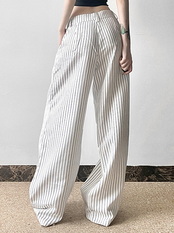 WIDE-LEG STRIPED TROUSERS WITH COMFORTABLE FIT AND WHITE STRIPED DESIGN