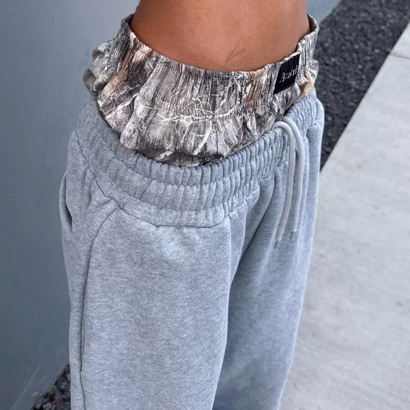 WIDE-LEGGED SWEATPANTS SET - Y2K RETRO DOUBLE-WAISTED STYLE