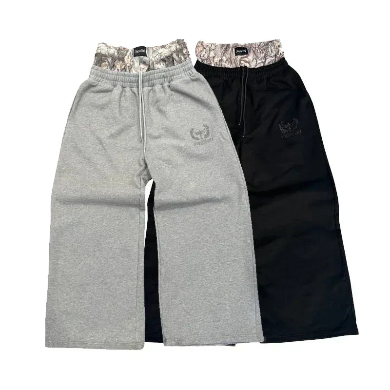 WIDE-LEGGED SWEATPANTS SET - Y2K RETRO DOUBLE-WAISTED STYLE