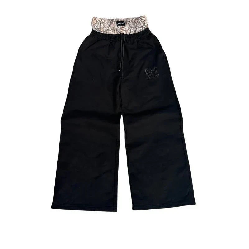 WIDE-LEGGED SWEATPANTS SET - Y2K RETRO DOUBLE-WAISTED STYLE