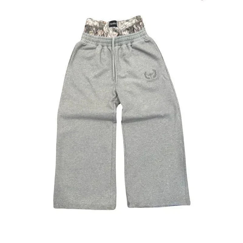 WIDE-LEGGED SWEATPANTS SET - Y2K RETRO DOUBLE-WAISTED STYLE
