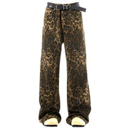 WILD LUXE LEOPARD PRINT BAGGY JEANS FOR A RELAXED FIT AND SOPHISTICATED STYLE