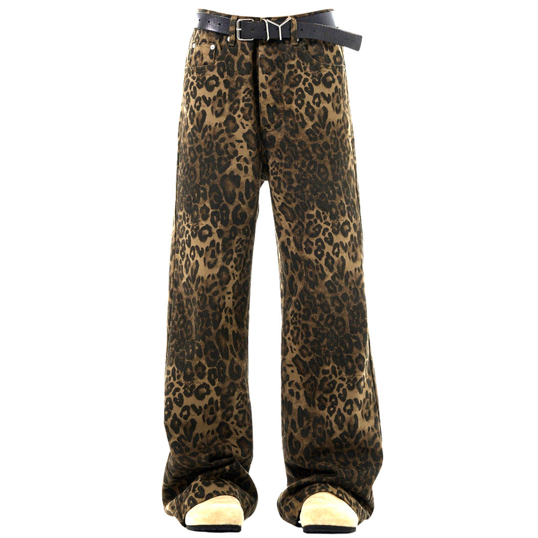 WILD LUXE LEOPARD PRINT BAGGY JEANS FOR A RELAXED FIT AND SOPHISTICATED STYLE