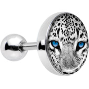 16G 1/4 Black White Leopard Eyes Tragus Cartilage Earring