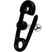 16G 1/4 Black PVD Open Safety Pin Tragus Cartilage Earring