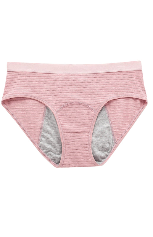Women Breathable Striped Cotton Panties - Lotus root Pink / XS