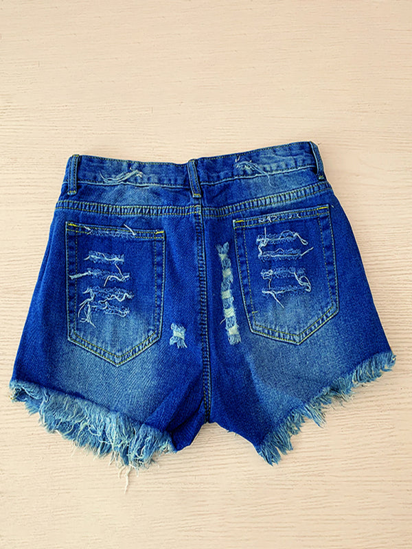 Women’s American Flag Fringe Star Print Denim Shorts