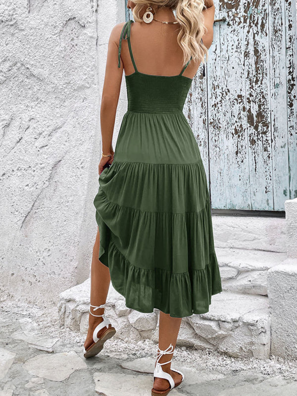 Women’s Backless Solid Color Camisole Sexy Dress