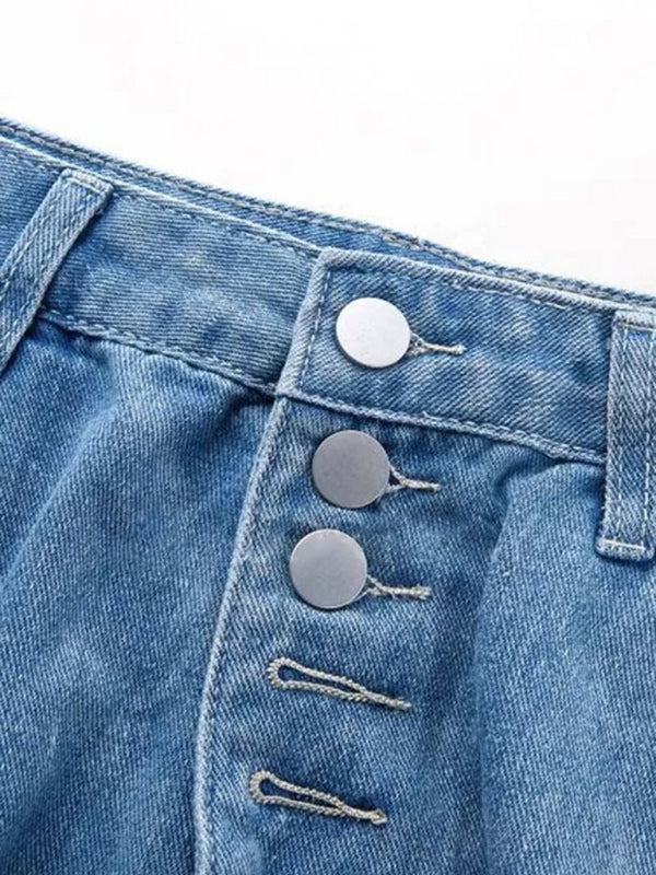 Women’s button-down low-rise loose slimming straight jeans