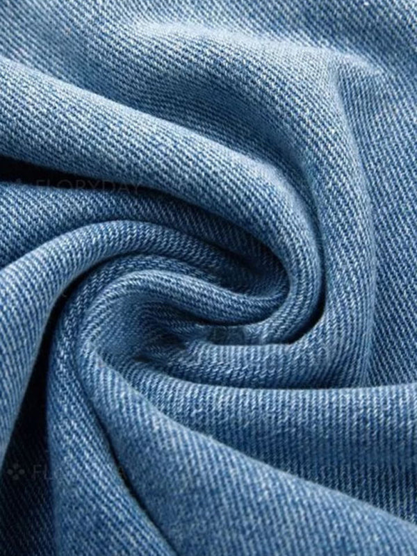 Women’s button-down low-rise loose slimming straight jeans - Blue / S