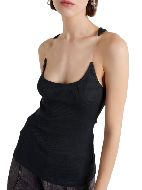 Women’s Camisole with Padded Ribbed Knit Top