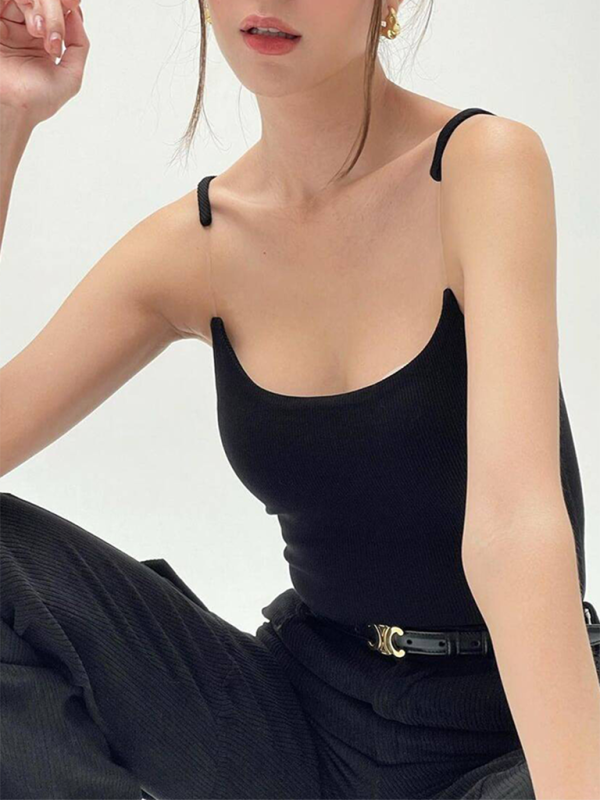 Women’s Camisole with Padded Ribbed Knit Top