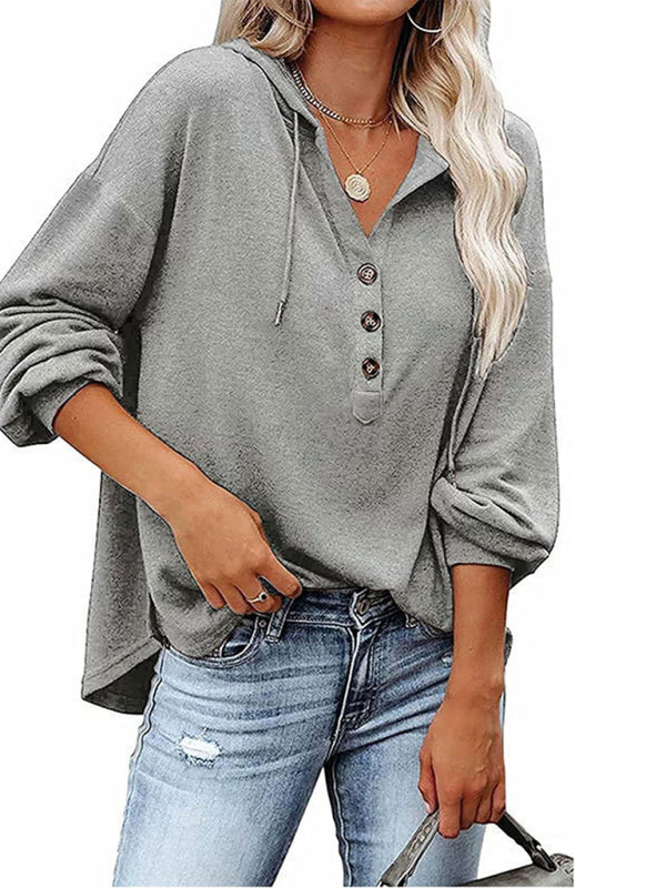 Women’s Cardigan Hoodie Casual Loose Solid Color Sweatshirt
